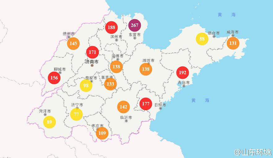 山東省十七市環境空氣AQI指數