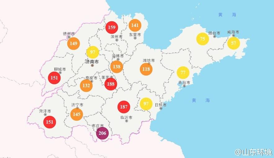 山東省十七市環境空氣AQI指數