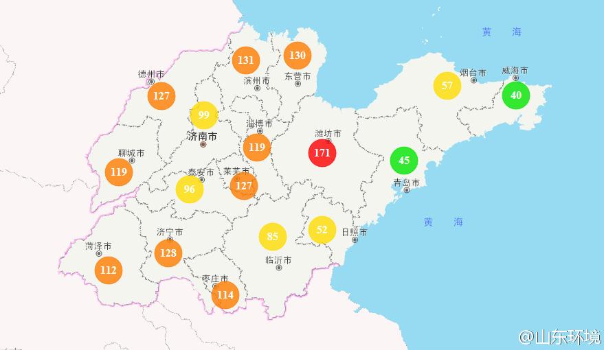 山東省十七市環境空氣AQI指數