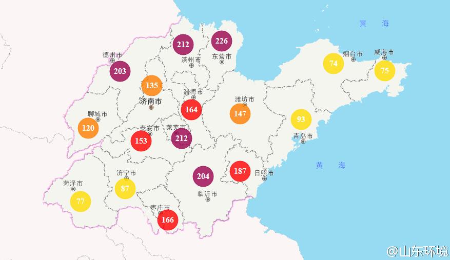 山東省十七市環境空氣AQI指數