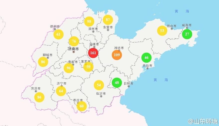 山東省十七市環境空氣AQI指數