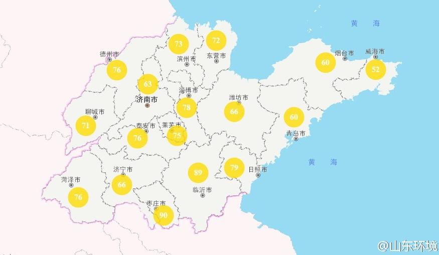 山東省十七市環境空氣AQI指數