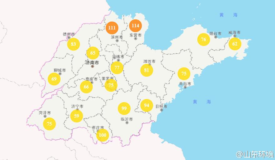 山東省十七市環境空氣AQI指數