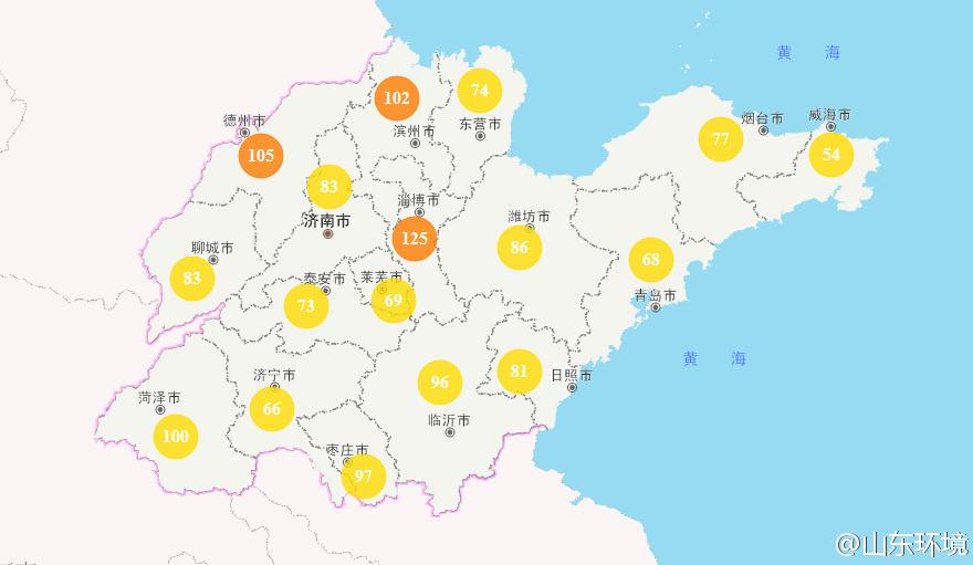 山東省十七市環境空氣AQI指數