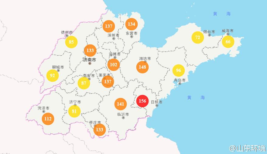 山東省十七市環(huán)境空氣AQI指數(shù)