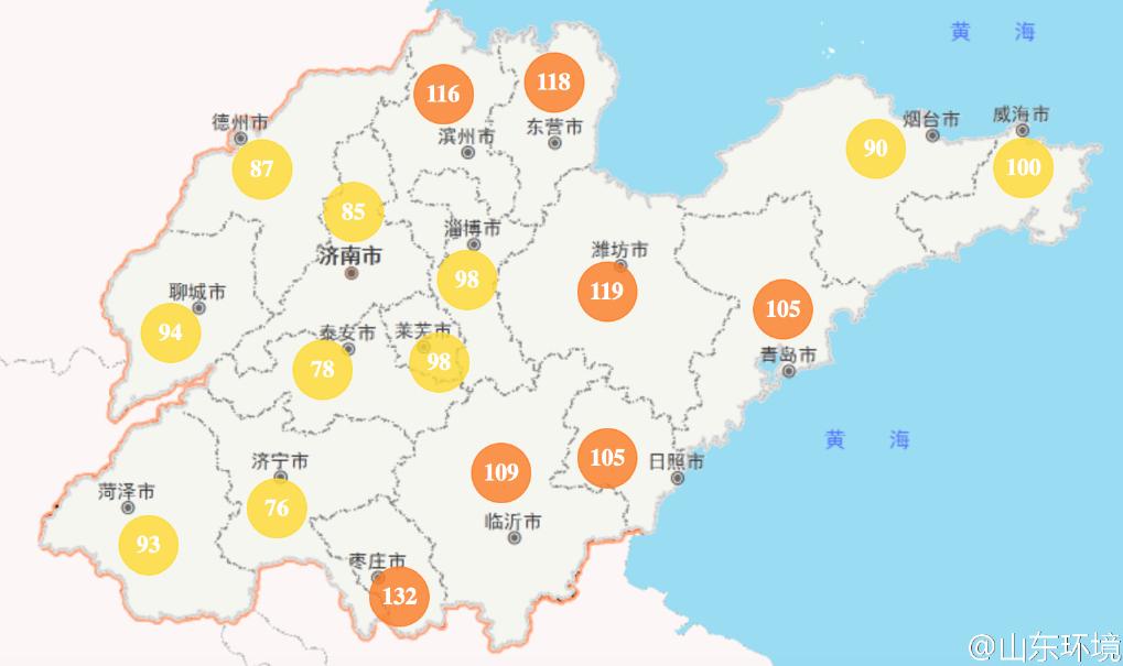 山東省十七市環境空氣AQI指數