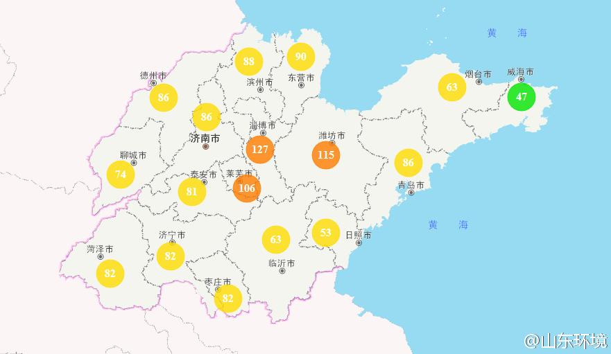 山東省十七市環境空氣AQI指數