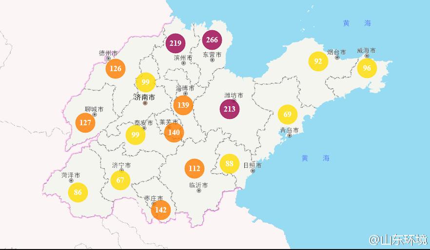 山東省十七市環(huán)境空氣AQI指數(shù)