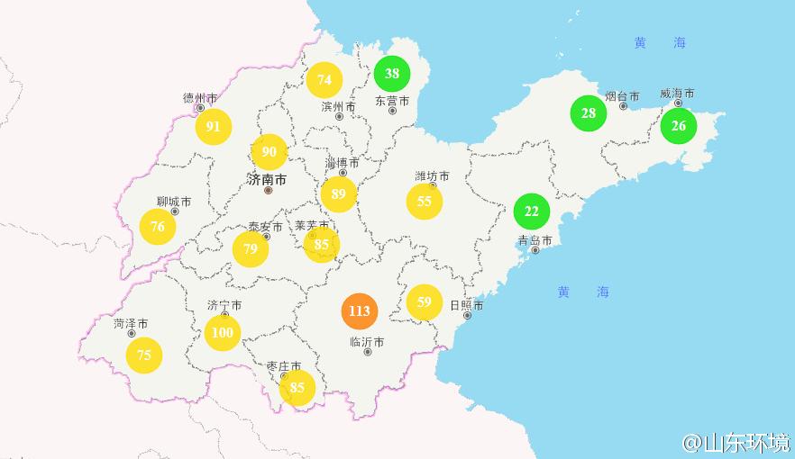 山東省十七市環境空氣AQI指數