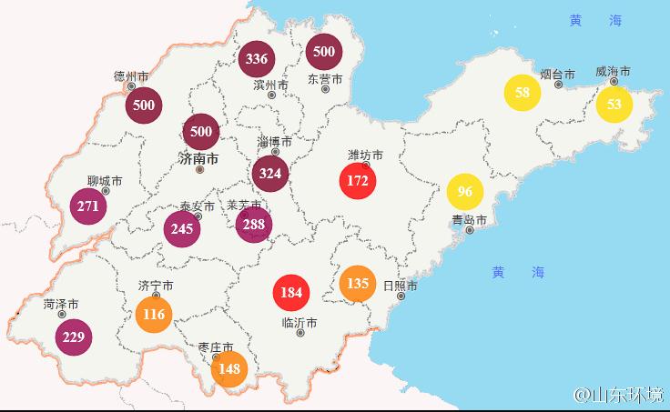 山東省十七市環境空氣AQI指數