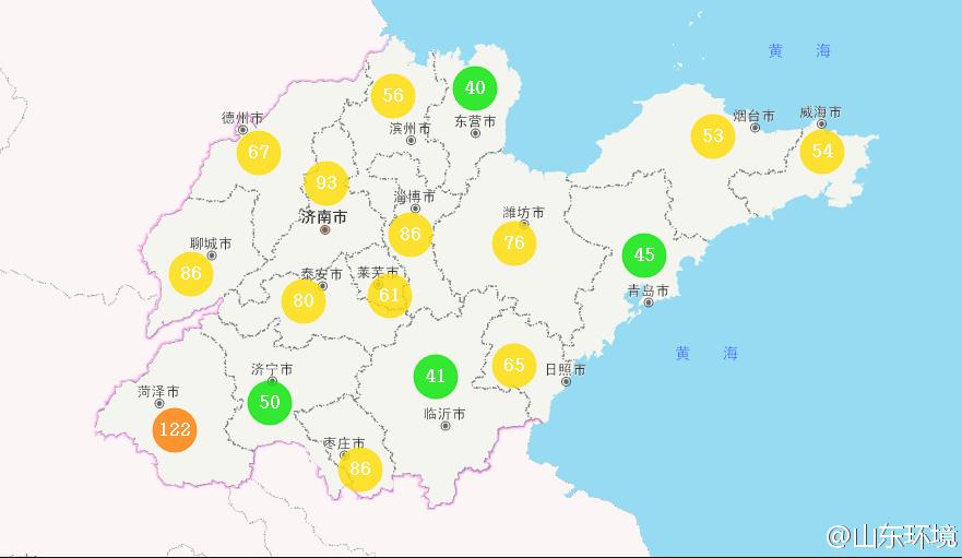 山東省十七市環境空氣AQI指數