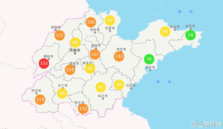 山東省十七市環境空氣AQI指數