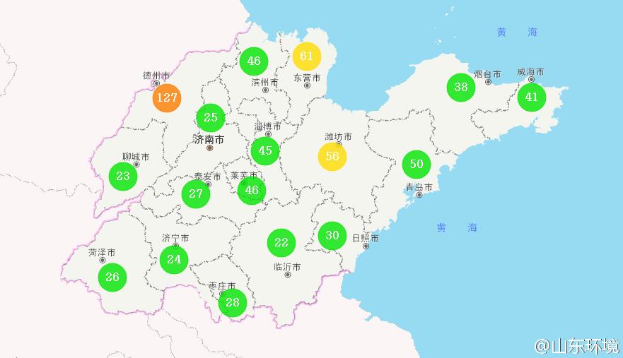 山東省十七市環境空氣AQI指數