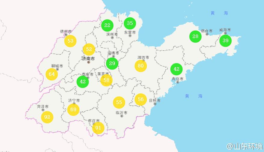 山東省十七市環境空氣AQI指數