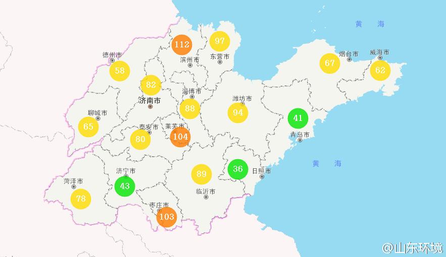 山東省十七市環境空氣AQI指數