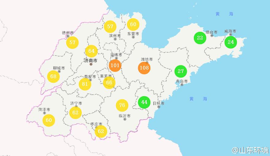 山東省十七市環境空氣AQI指數