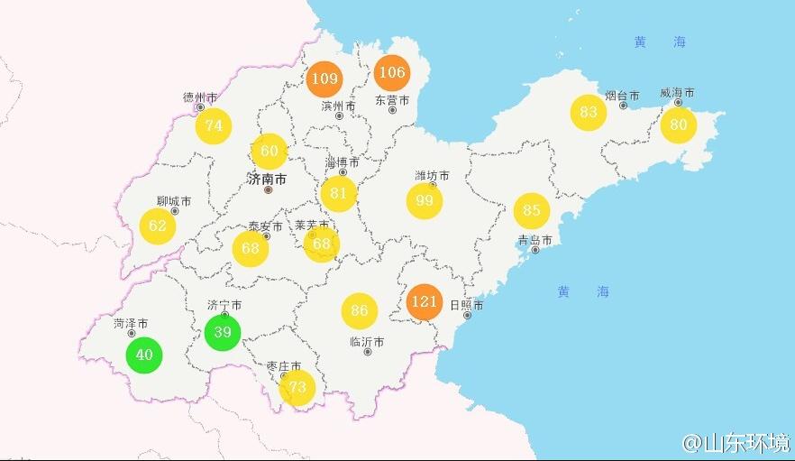山東省十七市環(huán)境空氣AQI指數(shù)