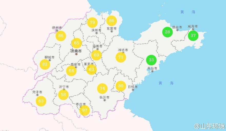 山東省十七市環境空氣AQI指數