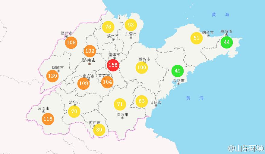 山東省十七市環境空氣AQI指數