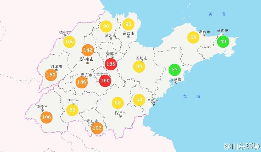 山東省十七市環境空氣AQI指數