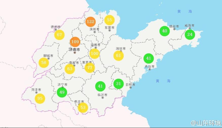 山東省十七市環境空氣AQI指數