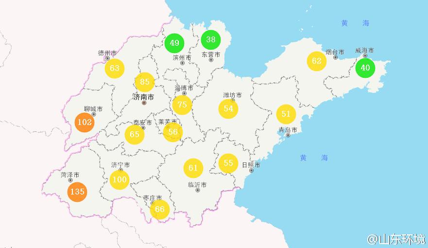 山東省十七市環境空氣AQI指數