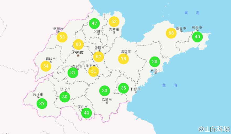 山東省十七市環境空氣AQI指數