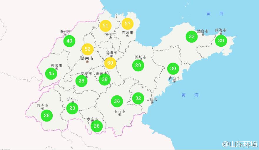 山東省十七市環境空氣AQI指數