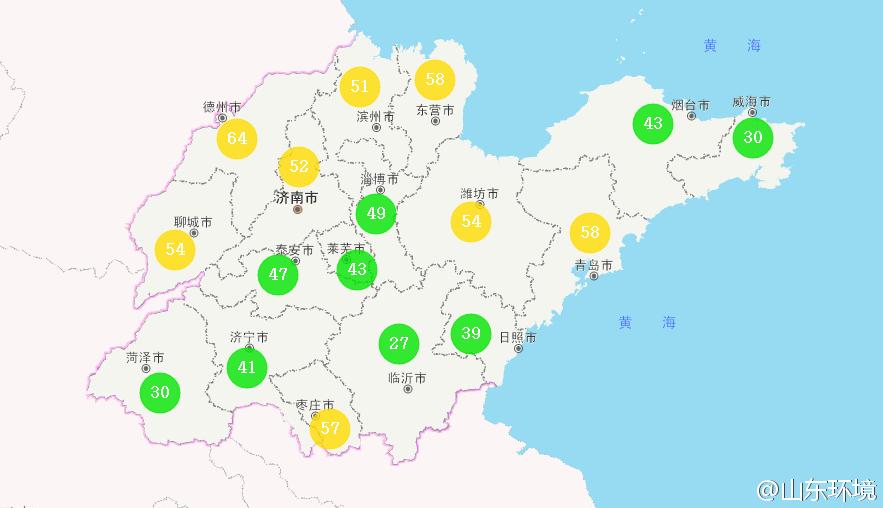 山東省十七市環境空氣AQI指數