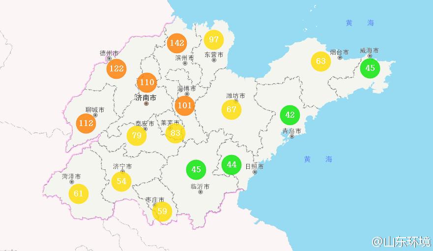 山東省十七市環境空氣AQI指數