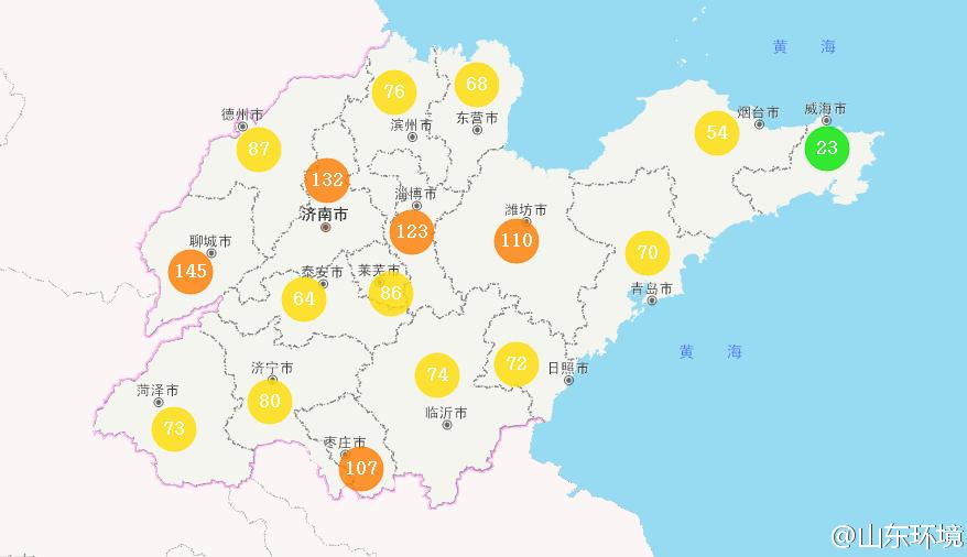 山東省十七市環境空氣AQI指數