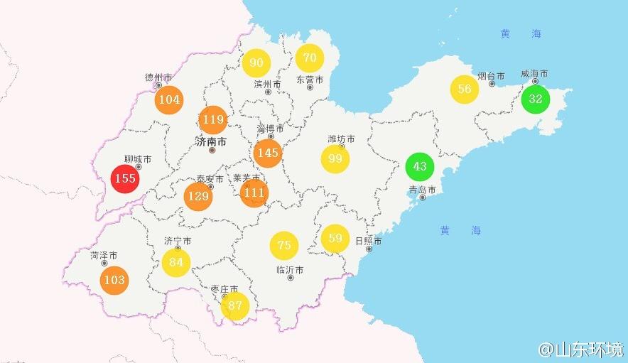 山東省十七市環境空氣AQI指數