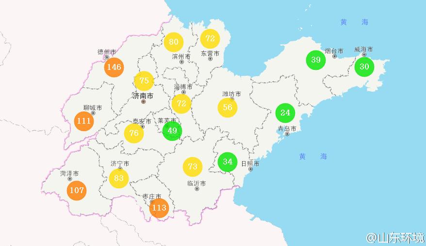 山東省十七市環境空氣AQI指數